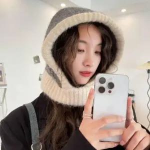 여자 목보호 겨울모자 귀여운 투톤 목따듯 후드모자 스키장 겨울 비니 귀도리모자 귀달이 달이모자 방한