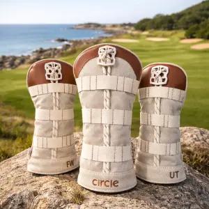 써클 디자인 골프 코드락 드라이버 우드 유틸 헤드커버 빈티지 베이지 감성 커버