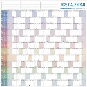 연간 월 캘린더 2026 - 대형 2026년 1월 12월 38.2 x 25.2 (열림) 12개월 할 일 목록 메모 스티커 등이