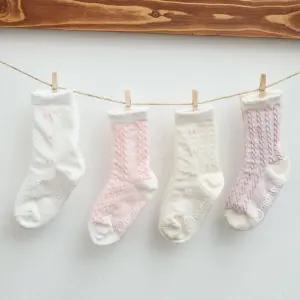 국산 유아 아동 양말 y리본 망사 중목 4켤레 세트/캐릭터/여아/여름/어린이/논슬립/키즈/아기/미끄럼/방지