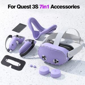 Meta Quest 3S VR 페이스 커버 컨트롤러 그립 헤드셋 액세서리 용 7 in1 소프트 내구성 실리콘 보호 키트