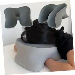 사무실 책상 낮잠 목 지지 쿠션 기억 형상 소재 팔 받침 휴게 베개 회색 곡선