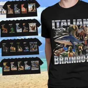 유니크 남녀공용 빅사이즈반팔 이탈리아 카라티 브레인롯 티셔츠