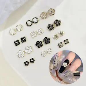 네일아트 화이트블랙 고급 플라워네일파츠 2개입 12종 세트 젤네일