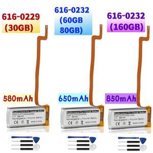 616-0232 iPod 5th 비디오용 배터리 60GB 6세대 클래식 두꺼운 A1238