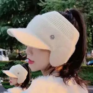 겨울패션모자 여성 골프모자 등산 겨울 운동 니트캡 귀마개 캡모자