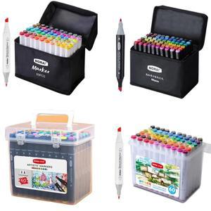 아동용 양면 마커 펜 세트, 알코올 유성 수채화, 학생 문구, 학교 선물, 24 색, 6080 색