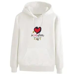 키밍 재즈 후드티 코튼 긴팔 티셔츠 악기 연주 그림