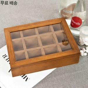 티박스 원목 수납함 다도 전통차 소형 박스 편백나무 보관함 티백 분리없음 유리 DS SK