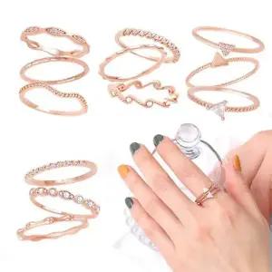 14Kgp 로즈골드 레이어드링 3종 반지 세트 7종 택1