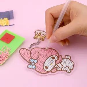 산리오캐릭터 아크릴 보석 십자수 키링 1P 가방악세서리 열쇠고리 우정선물 집중력 취미