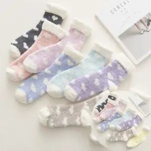 8컬러 하트 배색 여성 수면 양말 보온양말