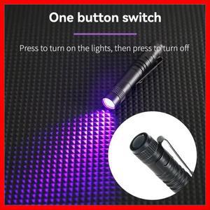 395Nm UV 손전등 고출력 LED 블랙라이트 토치-알루미늄 미니 클립 포함, 수지 경화/애완동물 소변 감지용,