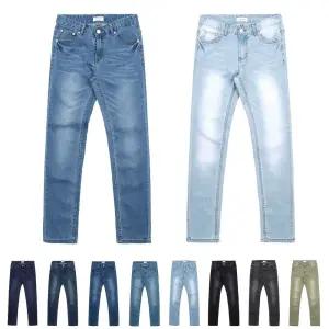 남자슬림청바지 남자 밝은색 청바지 워싱진 빈티지 아이스 블루 블랙