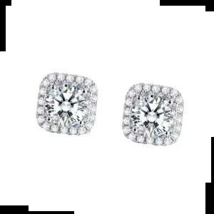 사각쿠션 1캐럿 5부 925귀걸이