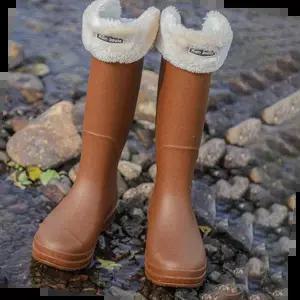 여자 겨울 따뜻한 털 안감 기모 롱 레인 부츠 장화