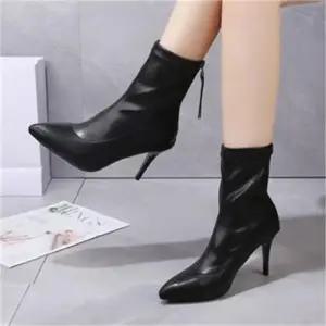 ONM NA01 여성 하이힐 앵클 삭스 스판 부츠