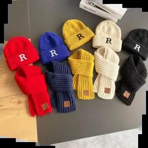 목도리 아동 R자수 비니 모자 니트 머플러 키즈 세트