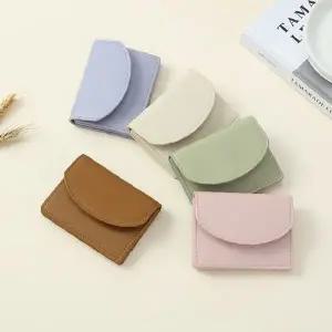 자석 여닫이 미니 카드 지갑 명함 케이스 가죽 소재 휴대용 슬림 파스텔 컬러