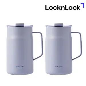 락앤락 메트로 세라믹 머그 텀블러 600ml 타로라떼 2개 대용량 스텐 차량용 커피 티 TOP_LHC4282GRP_Cs2
