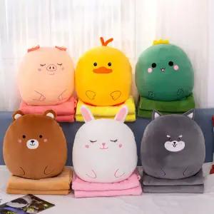 은창)비비드 컬러풀 애니멀 쿠션 무릎 담요 무릎담요