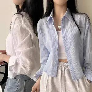 여성 YT24NS31 시원한 소재 예쁜 파스텔톤 반크롭 시원 셔츠