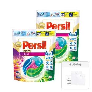 퍼실 디스크 4in1 딥클린 캡슐세제 컬러 38개입, 2개 + 증정(세탁망 2종(M,L), 1개)