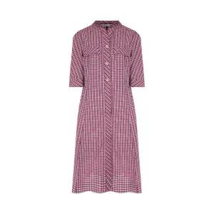 [크로커다일레이디]크로커다일레이디 체크 버튼업 7부 롱 셔츠원피스_CLEMOP109