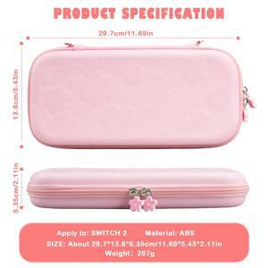 닌텐도 스위치 2용 핑크 여행 케이스 액세서리 귀여운 사쿠라 포치 휴대용 가방 스트랩 스탠드 강화유리 보