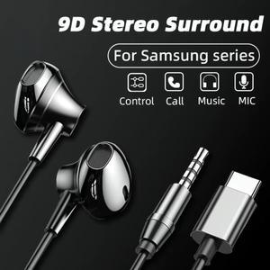 USB 유형 C 이어폰 형 유선 헤드폰 3.5mm 스테레오 스포츠 음악 버드 Samsung Xiaomi Huawei 용 마이크가있