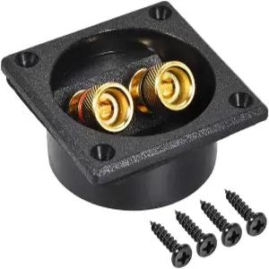 uxcell 2방향 사각 스피커 박스 단자 바인딩 포스트 스테레오 스크류 커넥터 서브우퍼 플러그 블랙 1개