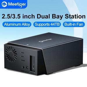 Meetiger Type-C HDD 도킹 스테이션 SATA-USB 3.0 하드 드라이브 도킹 스테이션(팬 내장형 3.5인치 하드 드