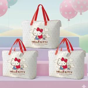 산리오 헬로키티 여행 가방 타포린 부직포 지퍼 방수 대형 리유저블 경량 지퍼형