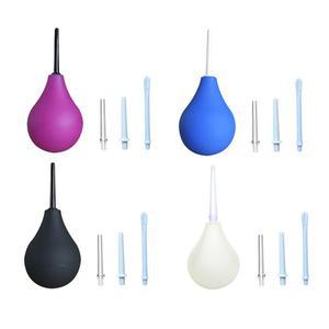 224ml 배 모양의 관장기 직장 샤워 청소 시스템 실리콘 볼 항문 노즐 교체