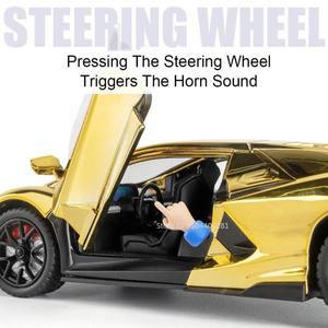 클래식 자동차 프라모델1:24 람보르기니 레불토 합금 스포츠카 모델 장난감 문 열림 소리와 빛 풀백 자동차