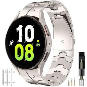 Miimall 삼성 갤럭시 워치 6/4 클래식용 비즈니스 메탈 밴드, 갭 없는 FE/7/6/5/4 솔리드 스틸 팔찌 스트랩, FE 40mm용 남성용 교체용 손목 밴드 (티타늄)