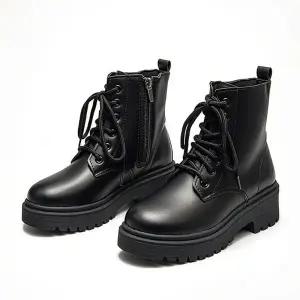 여자 통굽 발목 신발 워커 지퍼형 데일리 슈즈