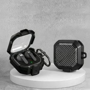 갤럭시 버즈4 프로 호환 원터치 잠금 카본패턴 케이스