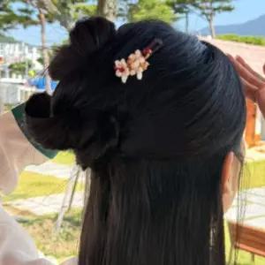 전통 혼례용 한복 비녀 웨딩 헤어장식 화이트 꽃 장신구