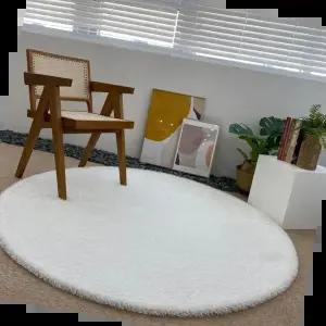 서재러그 사계절 먼지없는 물세탁 샤기 화이트 원형러그150원형