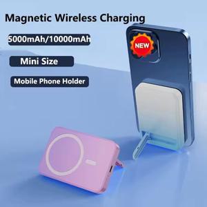 10000mAh Magsafe 보조베터리 iPhone 16 15 용 스탠드가있는 마그네틱 무선 충전기 Samsung Huawei Xiaomi