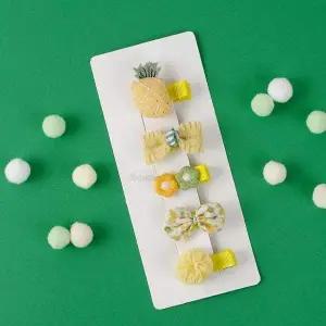 [골드스마일]큐트 헤어핀 5종 세트 옐로우 파인애플 사무용품