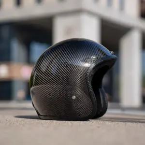 바이크 오토바이 반모헬맷 빈티지 3/4 탄소 섬유 헬멧 페달 하프 크루즈 전기 자동차 DOT ECE