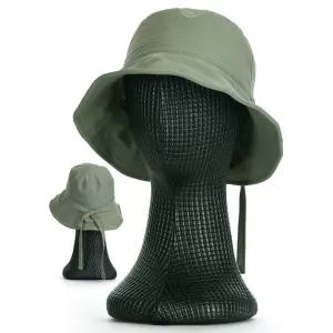 국산 여성 안감 메쉬 뒷리본 등산용 벙거지 모자 KM-WH-0821-카키