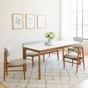 [텐스페이스]보루네오 포세린 세라믹 1800식탁세트(의자3개+벤치1개) BTR6008R (착...