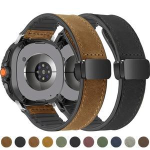 삼성 갤럭시 워치 8/8클래식용 자석 가죽 실리콘 팔찌 스포츠 스트랩 47mm 2025년형 무간격 시계줄