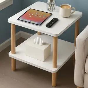 피칸데코 조립식 2단 나무테이블 40x40x53 협탁 선반