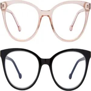 매디슨 애비뉴 2팩 블루 라이트 차단 안경 오버사이즈 캣 스프링 힌지 안티 레이 샛트레인 컴퓨터