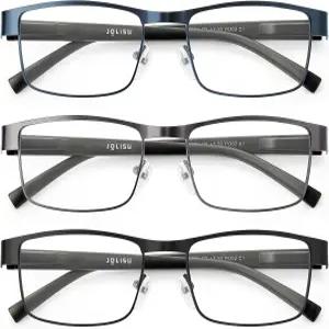 JOLISU 3PCS 블루라이트 안경 남성 - 차단 컴퓨터 금속 얇은 프레임 남성/여성용