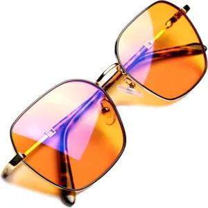 더 나은 수면을 위한 오렌지 블루 라이트 차단 안경 - 여성 및 남성용 프리미엄 스테인리스 앰버 컴퓨터